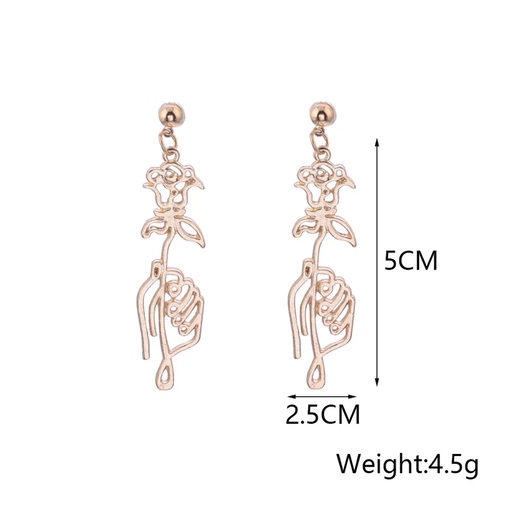 

Special Earrings Boho Retro Style Metal Handheld Roses Geometric Hollow Dangle Earrings For Women Ladies Jewelry Date