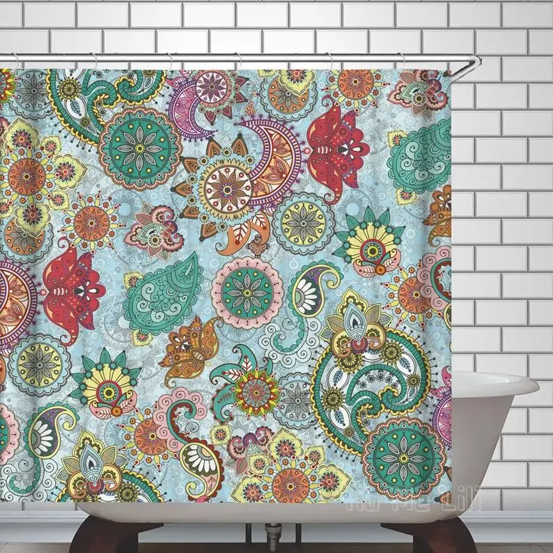 

Mandala Print Shower Curtain Flowers Bath Decor