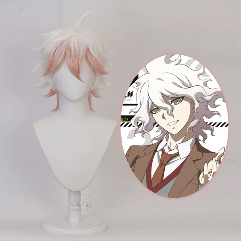 

Аниме Danganronpa Dangan-Ronpa Nagito Komaeda Косплей парики короткие кудрявые термостойкие синтетические волосы парик + парик Кепка