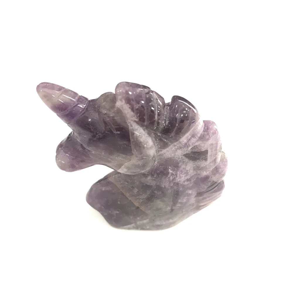 Высококачественный натуральный камень 2 5 дюйма аметист в форме единорога ручная