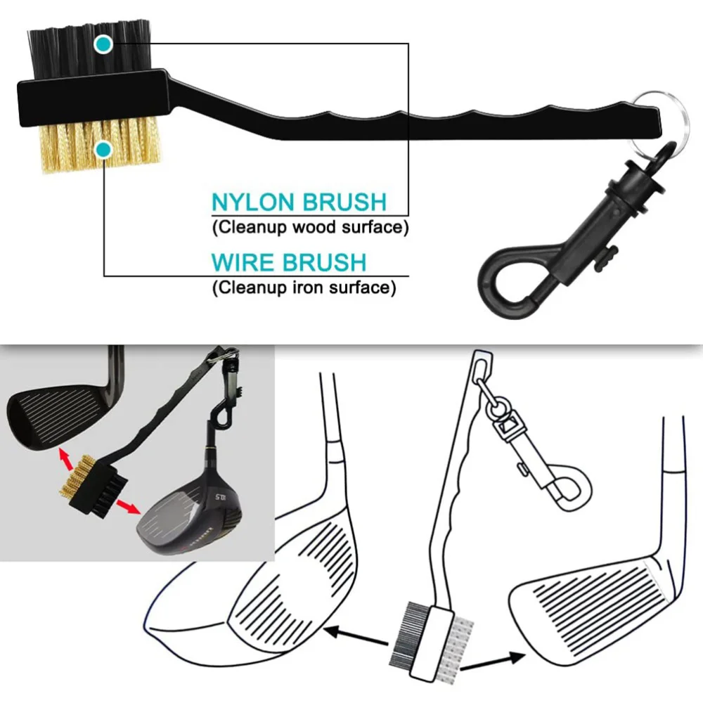 

1 Set Club Groove Sharpener Club Hexagon Re-Grooving Cleaning Tools Double Sided Brush (Black)