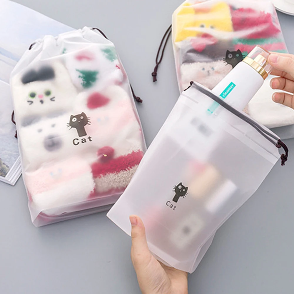 Водонепроницаемая косметичка с рисунком кота из мультфильма прозрачная для