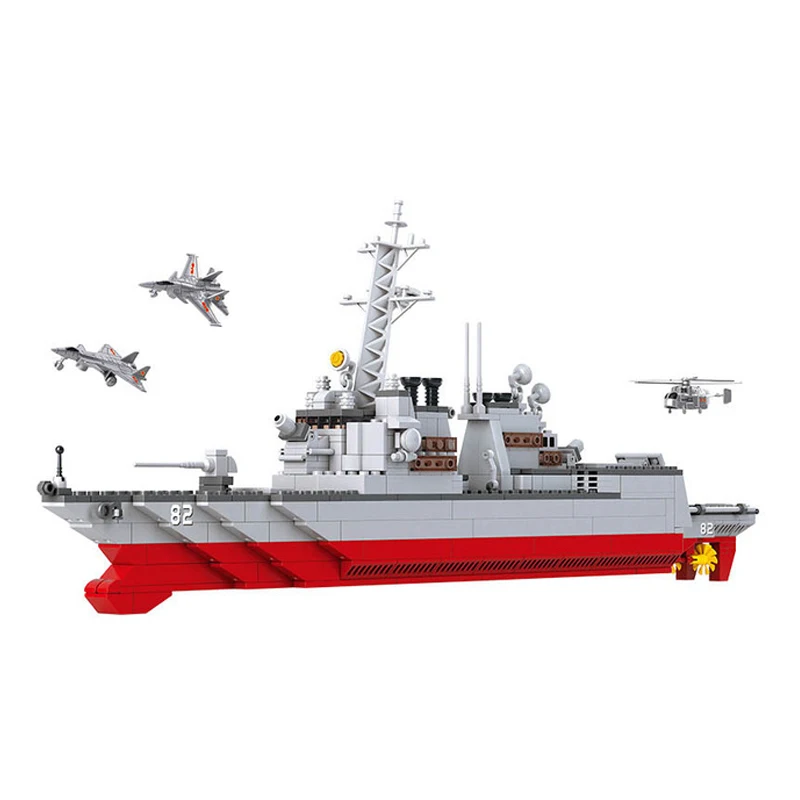 

Конструктор Sluban 0390 615 шт., армия, флот, разрушитель, корабль, 3D модель, строительные блоки, обучающие игрушки для детей, подарки, совместимы с и...