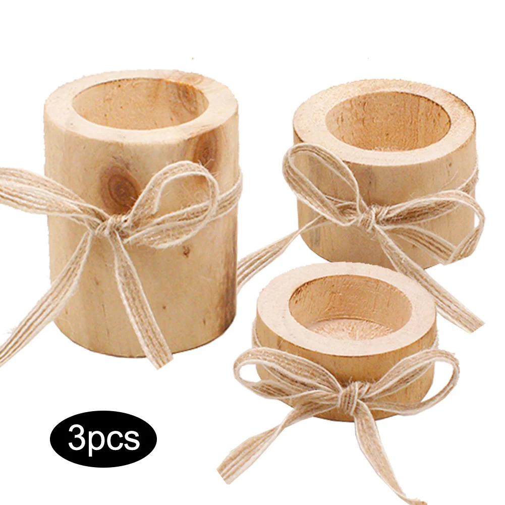 3 предмета в комплекте из натуральной древесины сосны деревянный подсвечник Чай