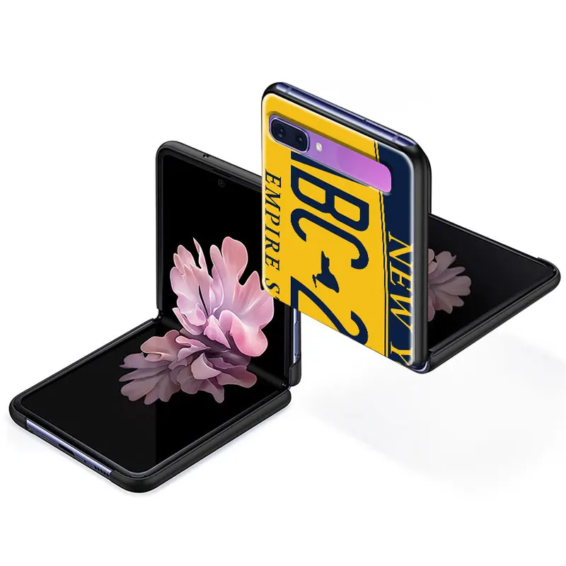 

Phone Case for Samsung Galaxy Z Flip 5G Black Fold Shell Hard Shockprooft Segmented Protect Coque New York Plate Number