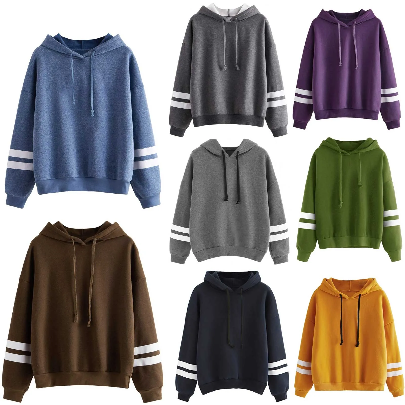 

Толстовка женская с капюшоном, хлопковый пуловер в полоску с длинным рукавом и круглым вырезом, топ с капюшоном, модная кофта оверсайз q5