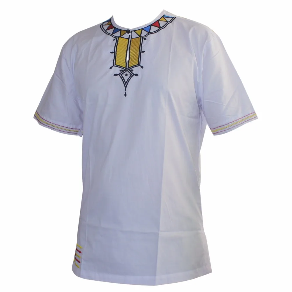 

Мусульманская мужская узкая африканская Винтажная футболка с вышивкой Замечательные цвета с o-образным вырезом традиционная Дашики Mali Топ ...