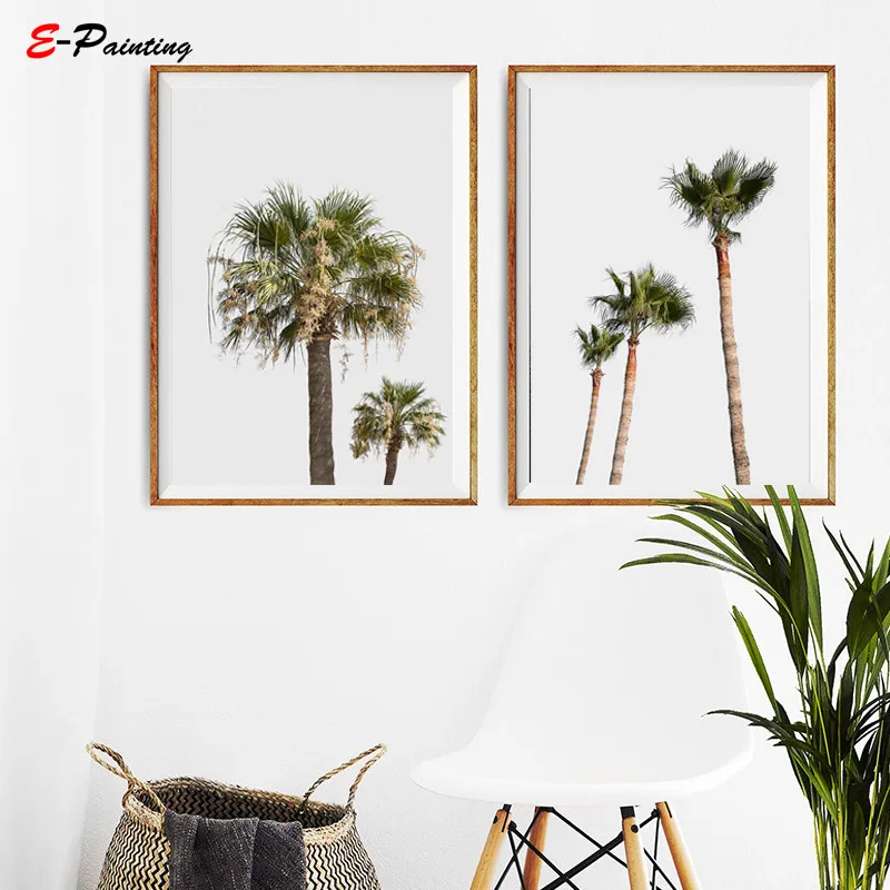 Современная Картина на холсте зеленая пальма постер с принтом тропический
