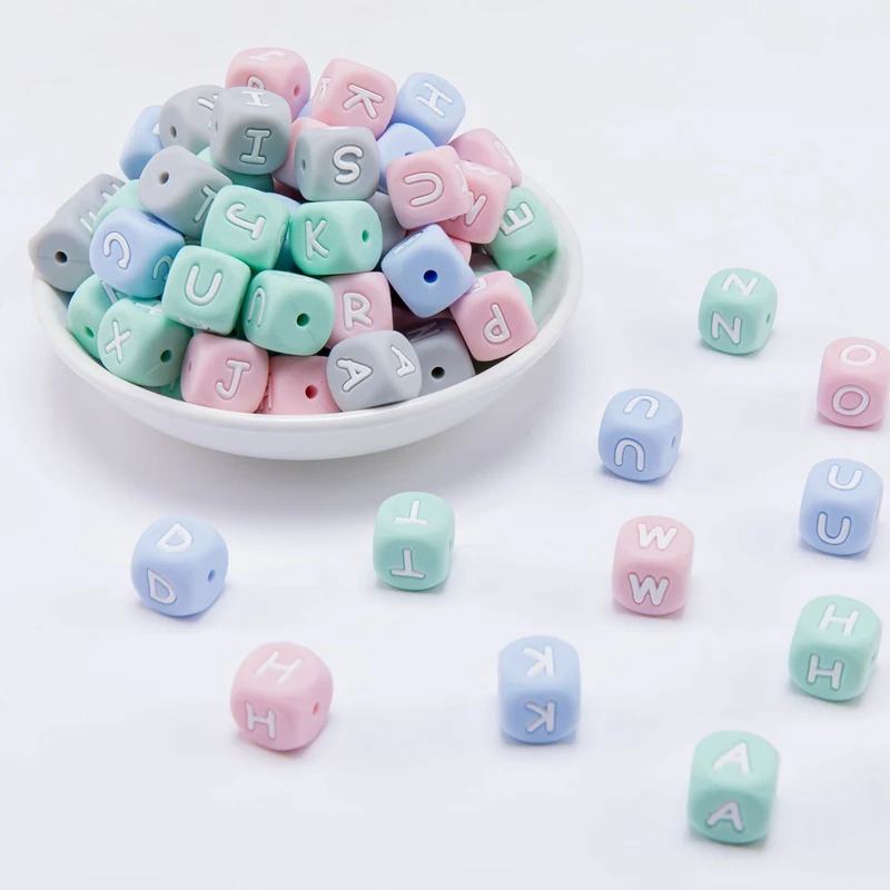 

50pcs 12mm Food Grade Silicone Letter Beads Silicone Chewing Alphabe Beads Necklace Teething Baby Toys Beading DIY Baby Products