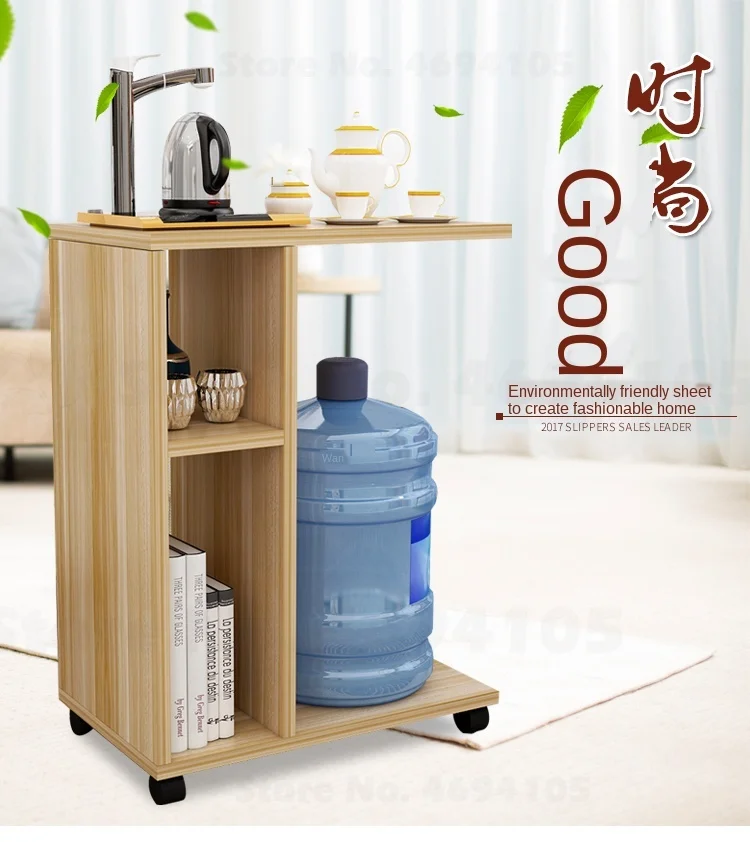 Современный угловой журнальный столик для гостиной имитация дерева боковые