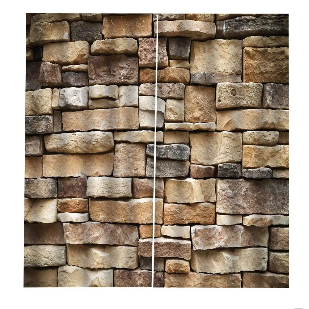 Коричневые кирпичные занавески s 3D роскошные затемняющие Оконные Занавески для