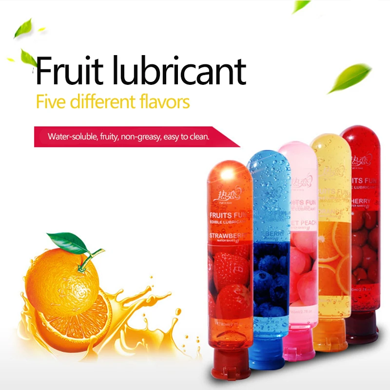 

80ML Peach/Strawberry/Blueberry/Cherry/Orange Edible Flavor Fruit Based Lubricant Vagina Anal Oral Gel Sex Lube For Couple Adult