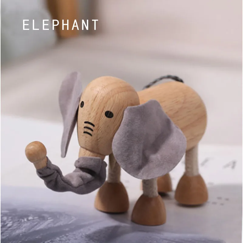 ELEPHANT Искусственное деревянное животное, различные украшения ручной работы Статуэтка для дома детская спальня настольные украшения для вечеринки, дня рождения, кукла подарок - Цвет: ELEPHANT