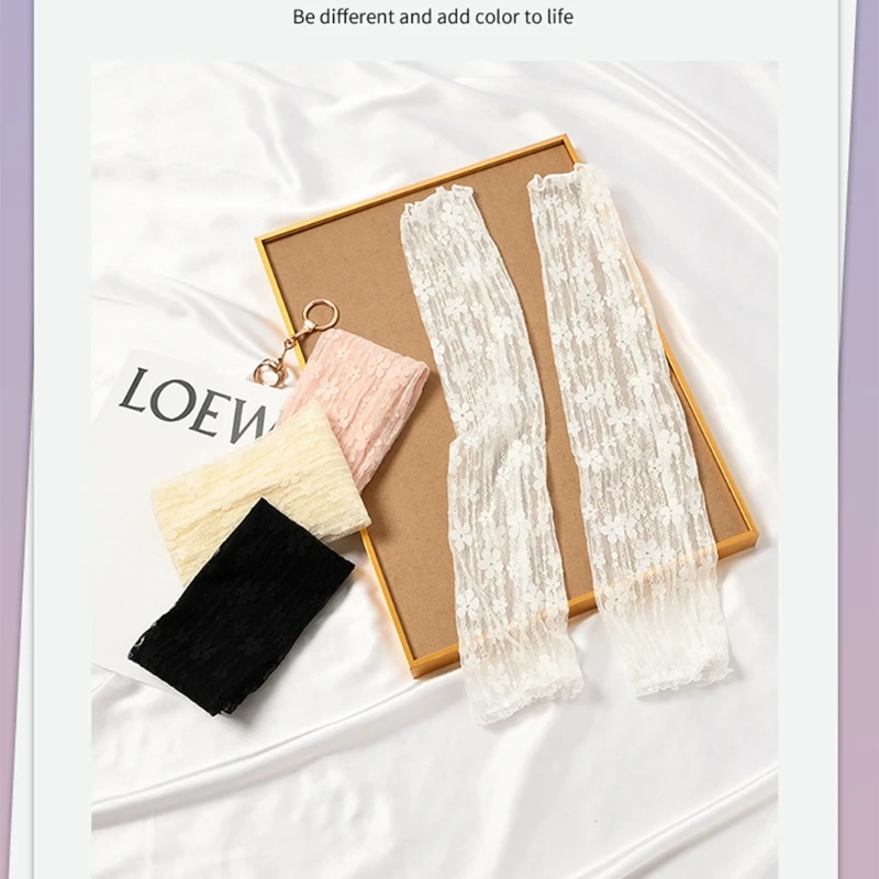 

Mesh Lace Gloves Arm Sleeves Outdoor Lace Hollow Long Gloves Costume Half Finger Gloves Sun Protection for Driving