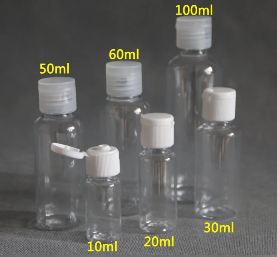 100 шт./лот 10 мл-100 мл портативная пластиковая прозрачная бутылка для путешествий