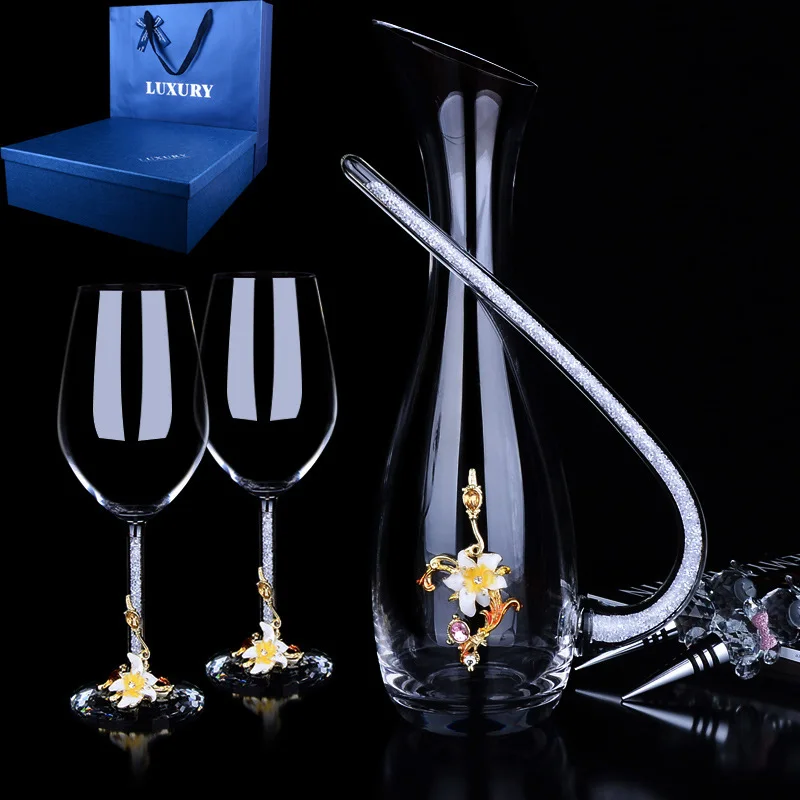 Большой Графин ручной работы с украшением в виде кристаллов красное вино бренди