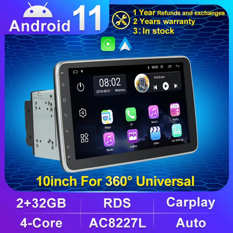 Factory price! Android 11 WIFI Bluetooth 2 din Car Radio for Universal Multimedia Player 2+32G 10 inch Autoradio 360 Rotation |