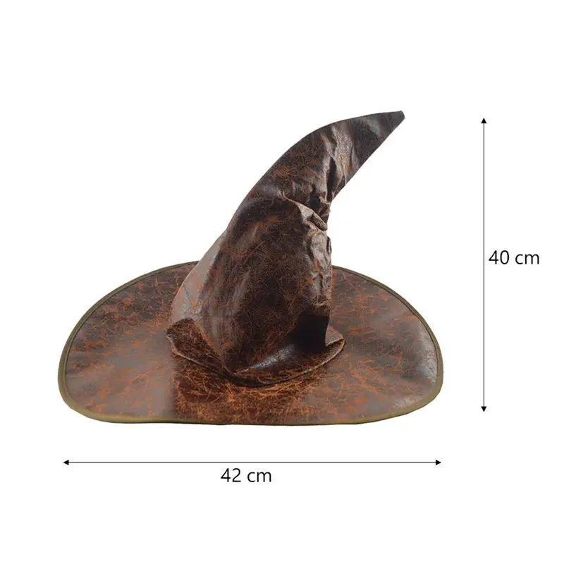 

Leather Witch Wizard Hats Fashion Party Headgear Halloween Party Props Cosplay Costume Accessories for Children Adult (Brown)