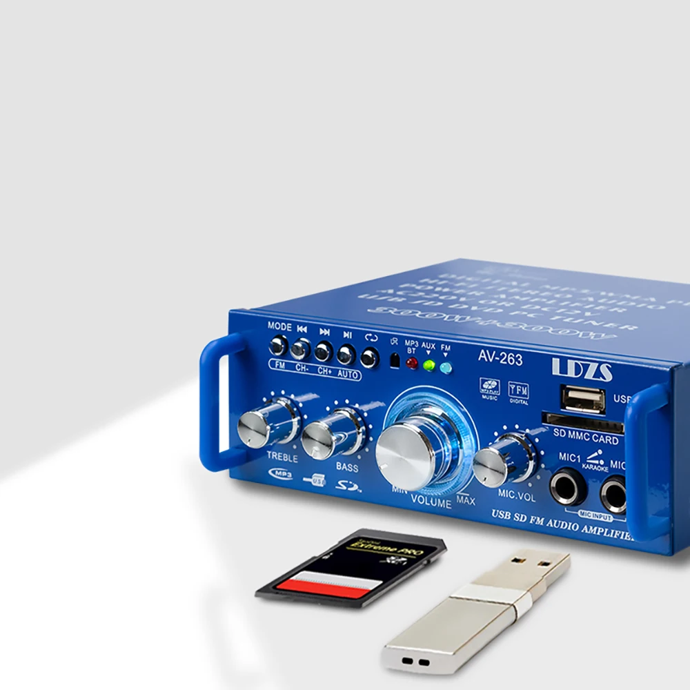 Миниатюрный домашний усилитель мощности HIFI 2 0 дюйма Bluetooth 5 поддержка USB/SD FM 12 В/220 В