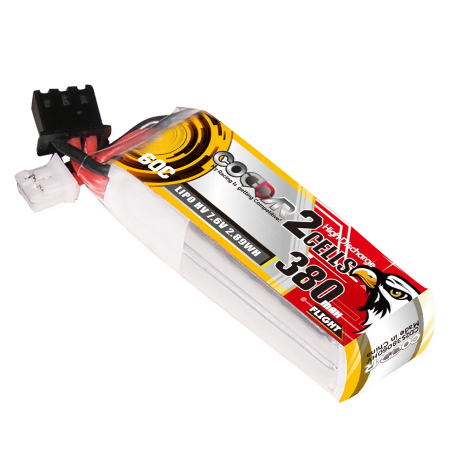 

2S 7.6V 380mAh 60C HV Lipo Battery PH2.0 Plug Connector Wire Cable For TinyHawk FPV RC Racing Drone Tinywhoop Frame Kit Parts