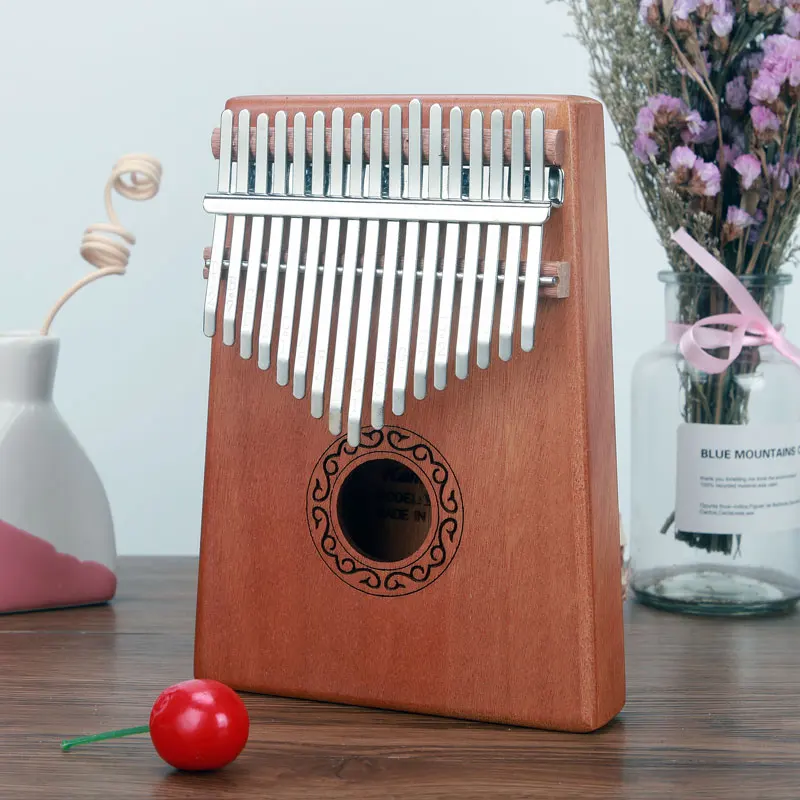 Цвет красного дерева Kalimba 17 ключ большого пальца пианино из красного дерева высокого качества древесины Mbira Likembe ударный инструмент Африканский твердый калимбас для детей - Цвет: Цвет красного дерева