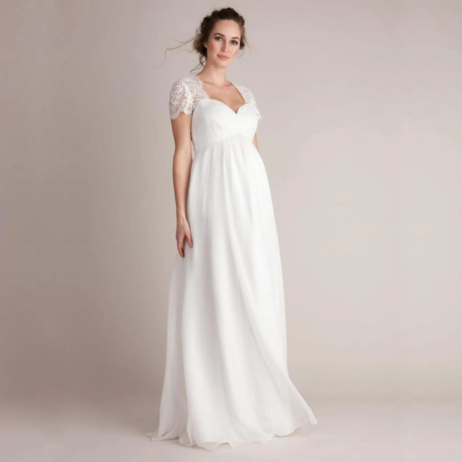 

Maternity Dresses for Photo Shoot Women Lace Splicing Pregnants Photography Props Short Sleeve Maternity Dress Pregnant Clothes