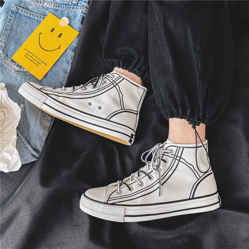 

Men Canvas Shoes Men Fashion Summer Casual Sneakers Student Casual Shoes High Top Man Vulcanize Shoes 2021 Spring Autumn