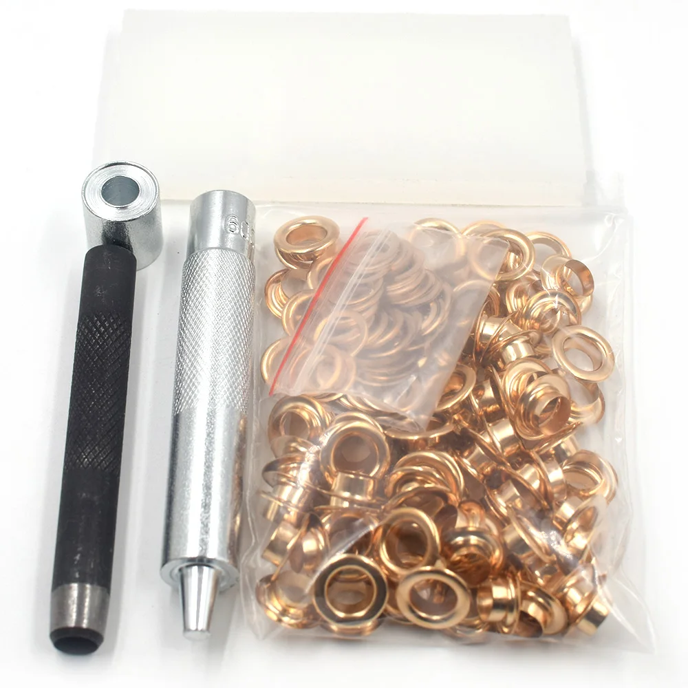 

100 sets 8mm copper rose gold metal eyelets, 2 types optional installation tools, eyelets molds or drill punches,hammer stick