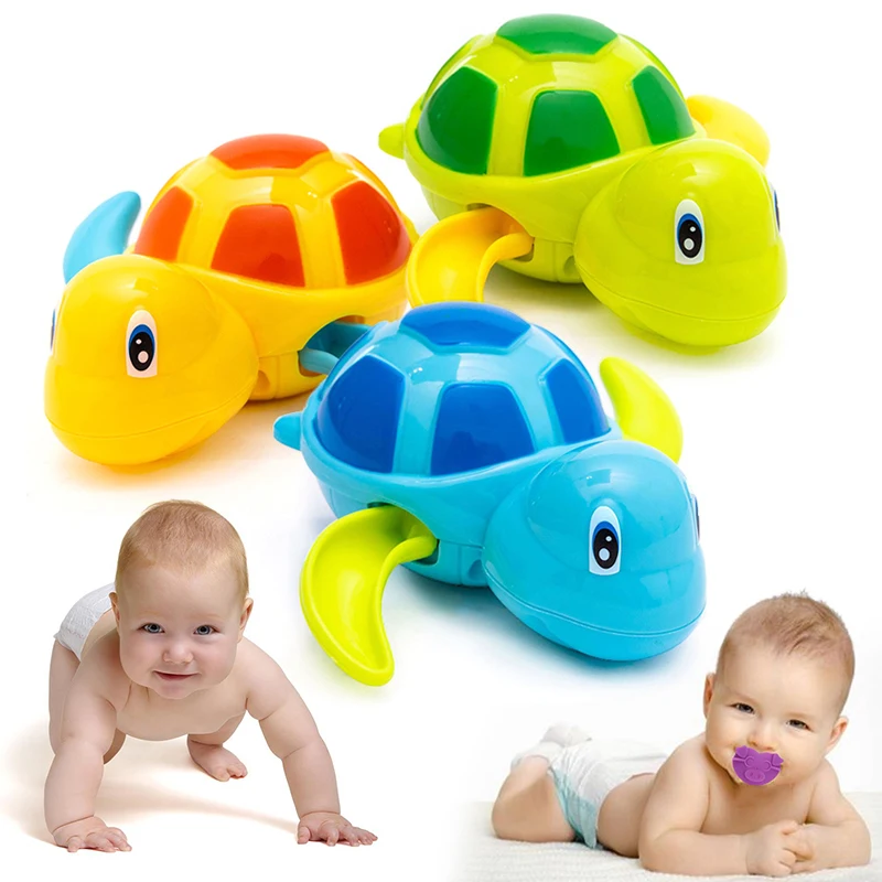 

1 Pcs Cute Cartoon Animal Tortoise Classic Baby Water Toy Infant Swim Turtle Wound-up Chain Clockwork Kids Beach Bath Toys