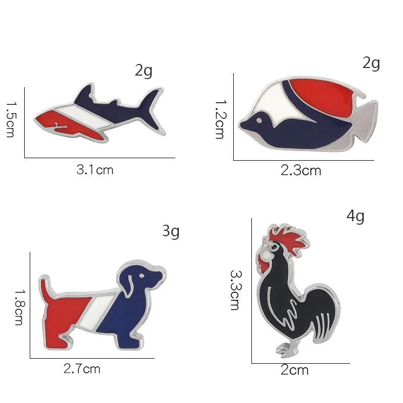 Креативные эмалевые броши в виде животных красного синего белого цветов петух