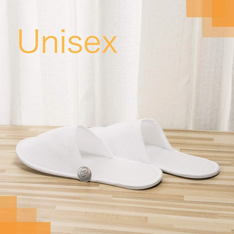 Disposable Slippers,24 Pairs Closed Toe Disposable Slippers Fit Size for Men and Women for Hotel, Spa Guest Used, (White)
