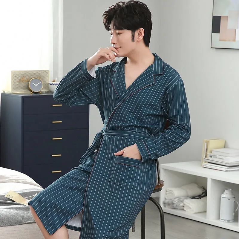 

algod robe nightwear primavera kimono roup de banho vestido noite plu solto pijamas azul marinmacio masculino roupas casa