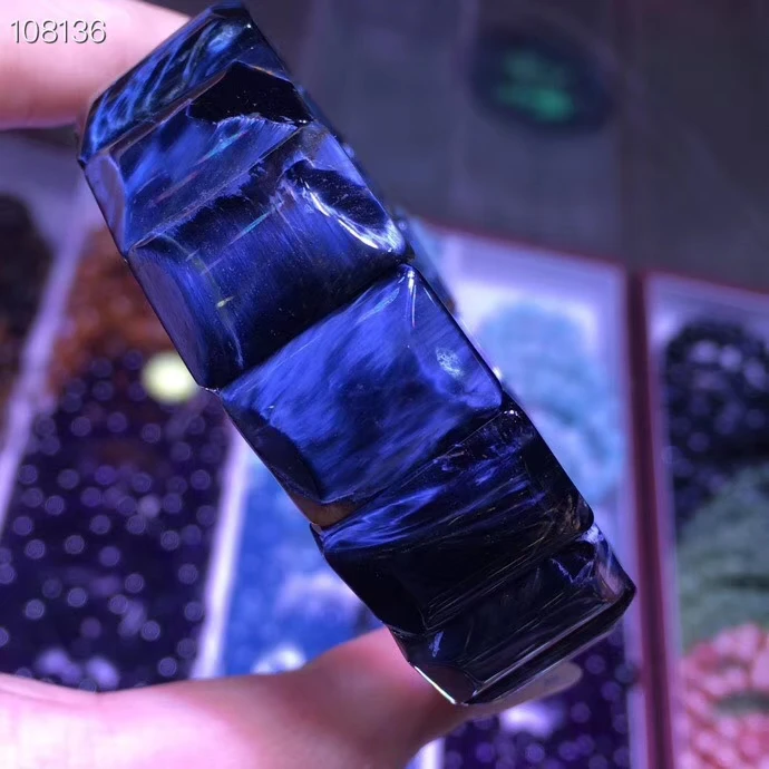 Натуральный синий прямоугольный браслет Pietersite с камнями 18x13 мм бисер для женщин и