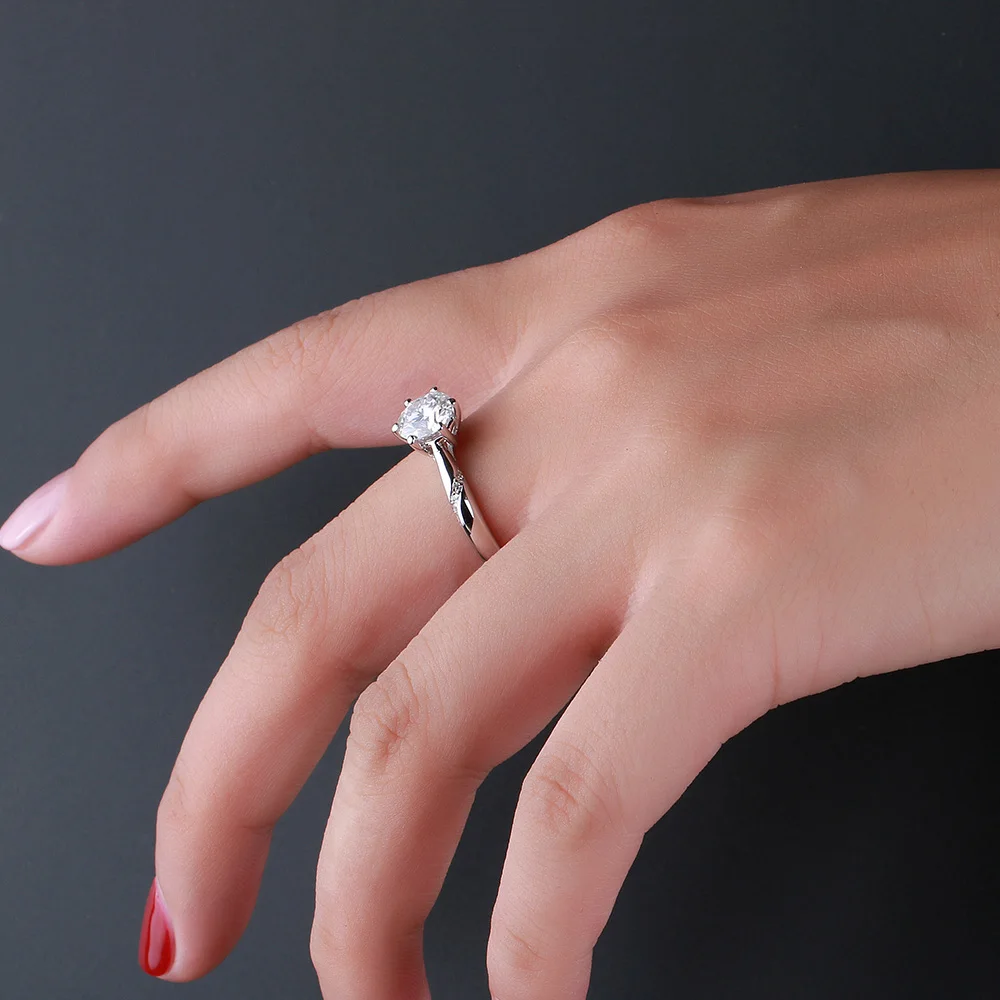 YDBS 14k белое золото 1ct лабораторные выращенные бриллианты муассаниты 6 зубцов