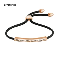 aiyanishi customized letter bracelets bangles for women she believed she could so she did knit bracelet weave bangle for women