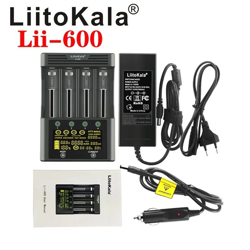 liitokala lii 600 lii 500 lii 500s lcd 3 7v 1 2v 18650 26650 21700 battery chargertest the battery capacity touch control free global shipping