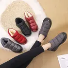 Женские зимние ботильоны на меху, теплые водонепроницаемые ботинки из искусственной кожи на плоской подошве для мужчин и женщин, удобная домашняя обувь для пар, женские ботинки