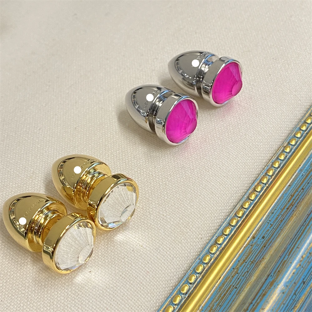 

Bullet-Shaped Gemstone Earrings Metal Personality Style Classic Neutral Street Fashion All-Match Jewelry Accessories