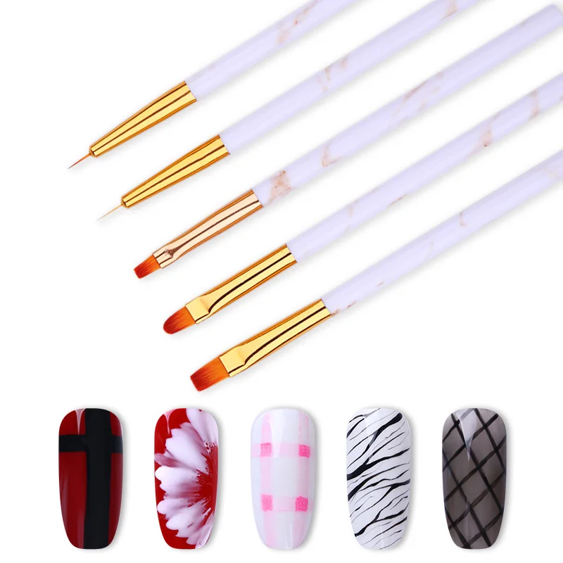 5 шт. УФ гелевая ручка Набор ногтей лайнер живопись кисти для рисования ногти