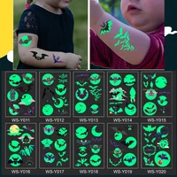 10 kinds cartoon halloween bat luminous tattoo party temporary body sticker disposable children noctilucent tatouage temporaire
