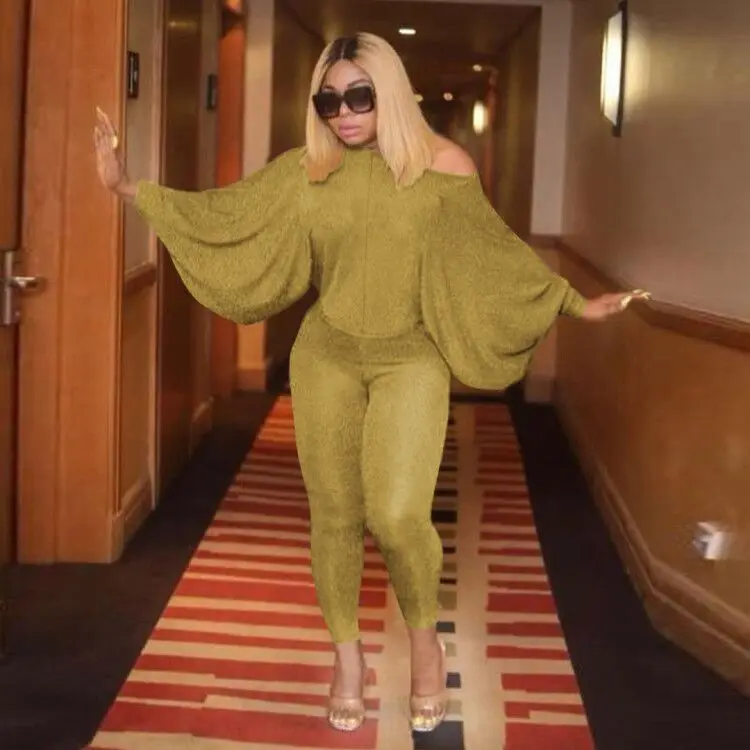 Женский комплект из двух предметов укороченный топ с рукавами летучая мышь +