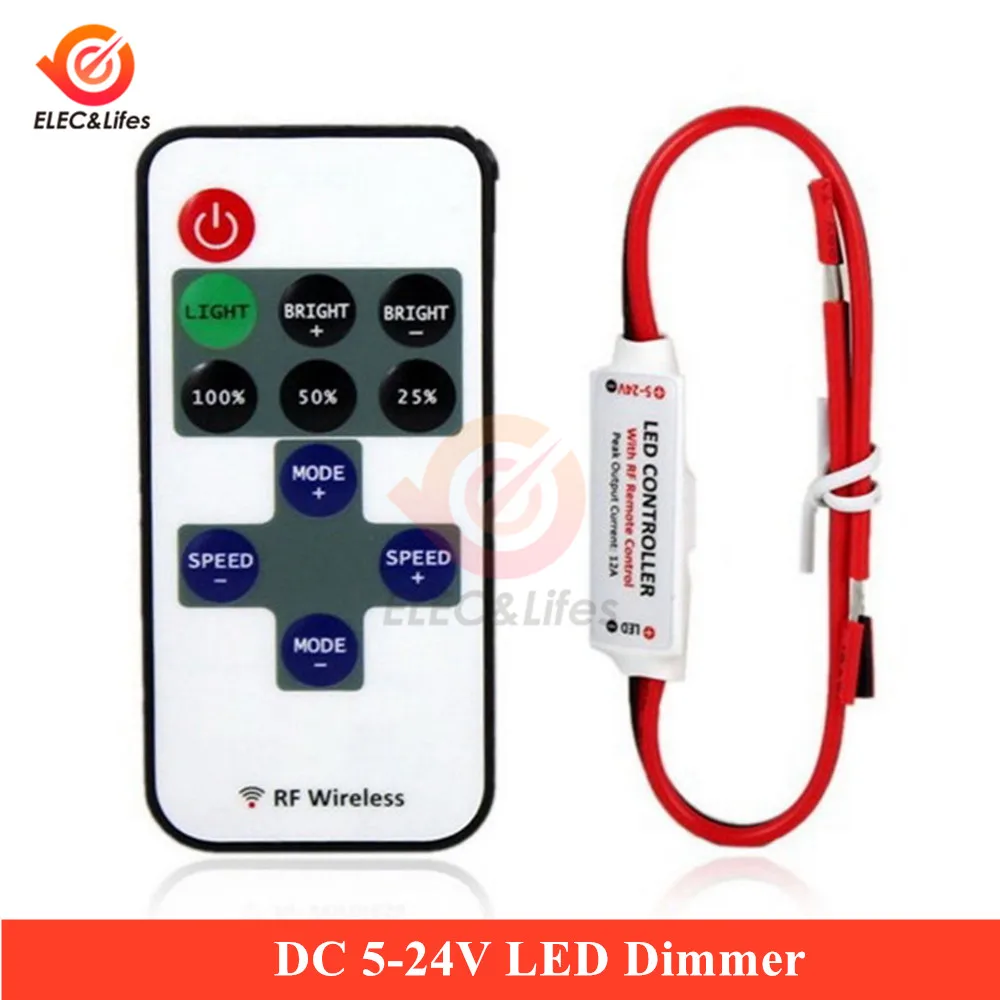 Миниатюрный регулятор яркости светодиодов 12 В постоянного тока 6 А беспроводной