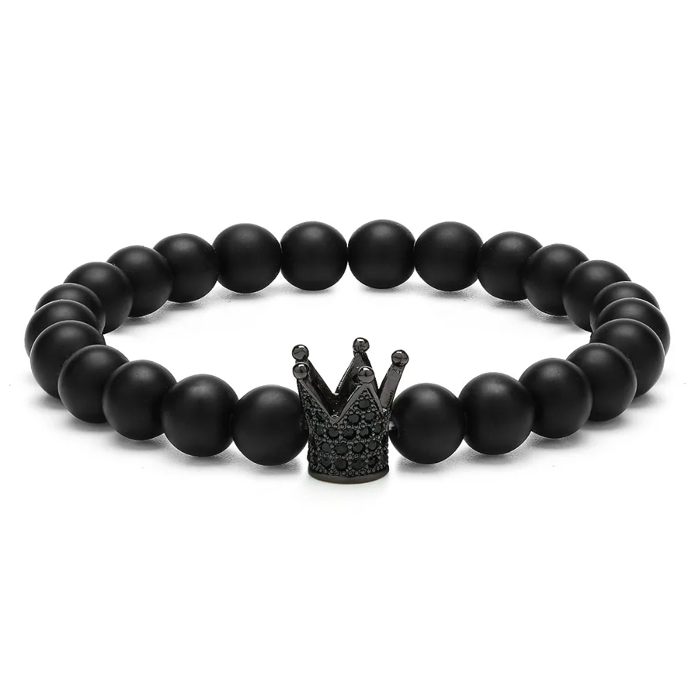 Минималистский натуральный матовый камень браслет Цыганская установка CZ