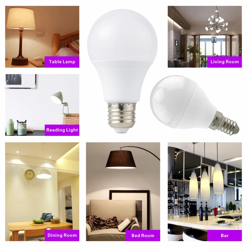 4 шт./лот Светодиодная лампа E27 E14 3 Вт 6 9 12 15 18 20 Lampara Lampada светодиодные лампы 220 В