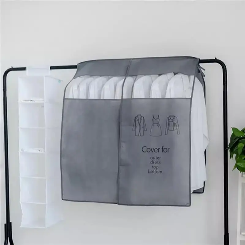 

Clothes Hanging Dust Cover Dustproof Garment Rack Cover Non-woven Clothing Hanging Garment Bag for Home Suit Coat Storage