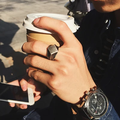 Мужское Винтажное кольцо-печатка OSR375 прямоугольное кольцо с плоским верхом из