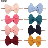new 7 tie waffle fabric hair bow headband for baby girls soft elastic hairband kids hair accessories for children