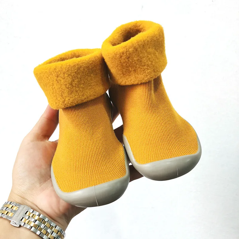 

Winter Kids Warm Snow Shoes Socks Infant Boys Brushed Thick Sock Shoes Yellow Black Baby Girls Booties Soft Soles Toddler Shoes