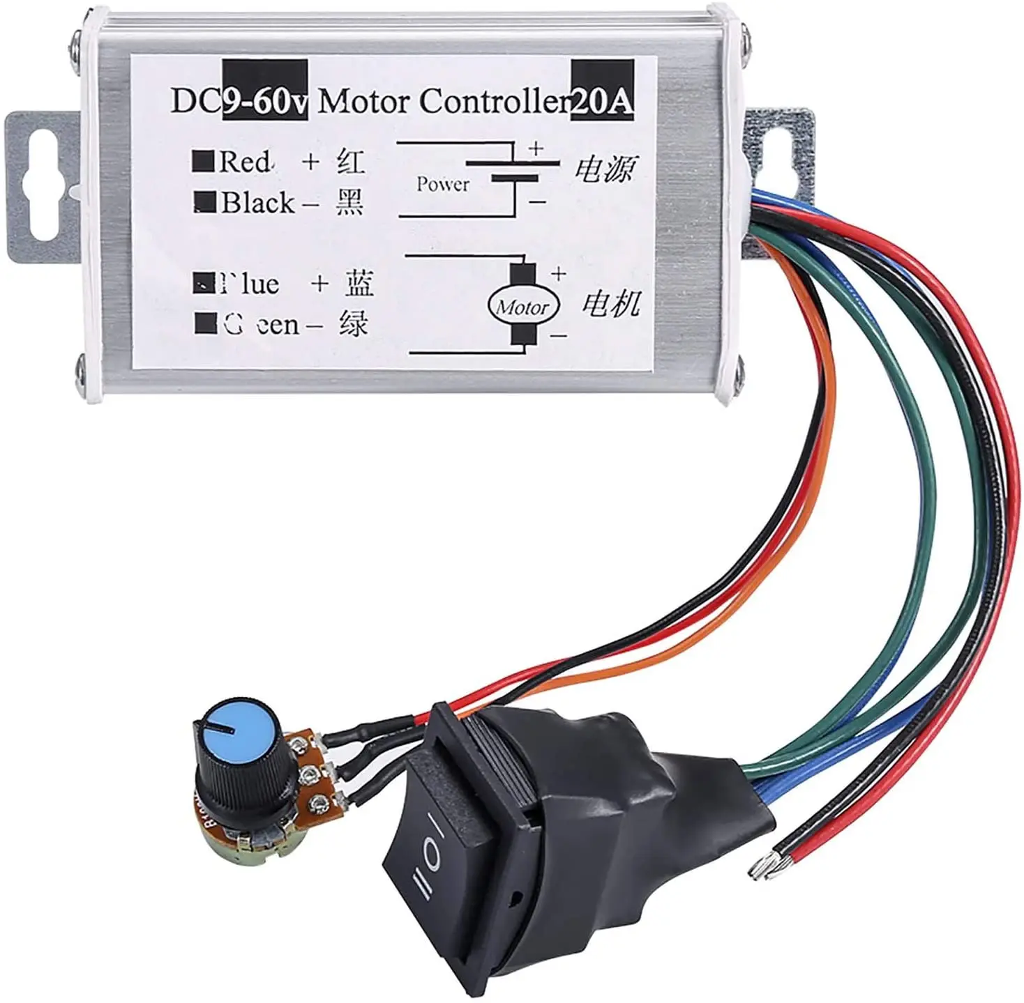 Контроллер скорости двигателя постоянного тока Brush DC 9V 12V 24V 36V 48V 60V генератор