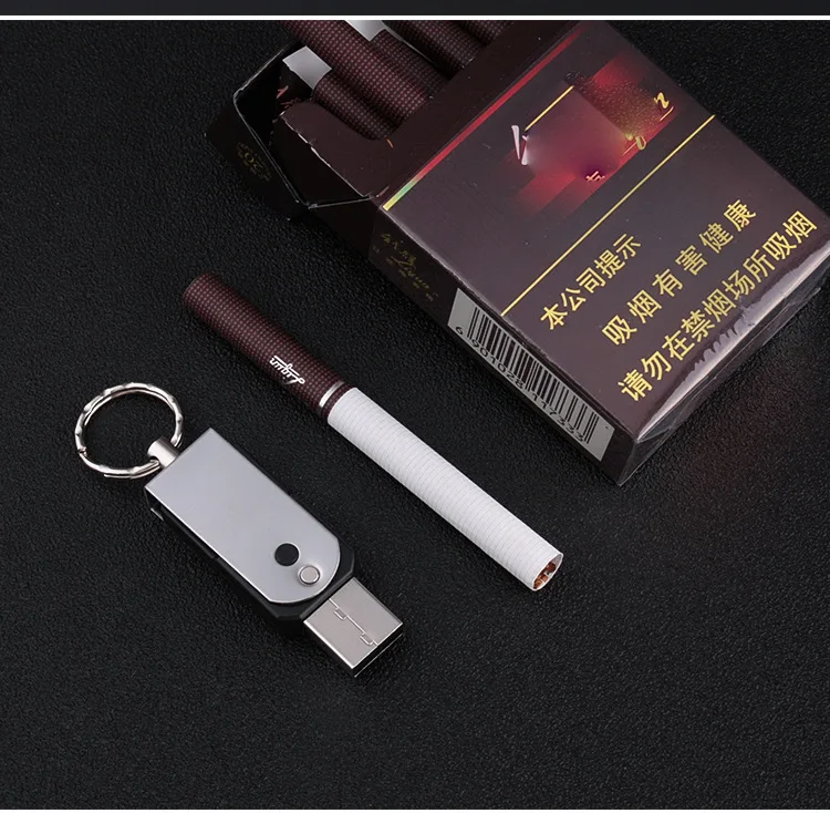 Ультра тонкий USB Вольфрамовая зажигалка брелок без батареи безопаснее может